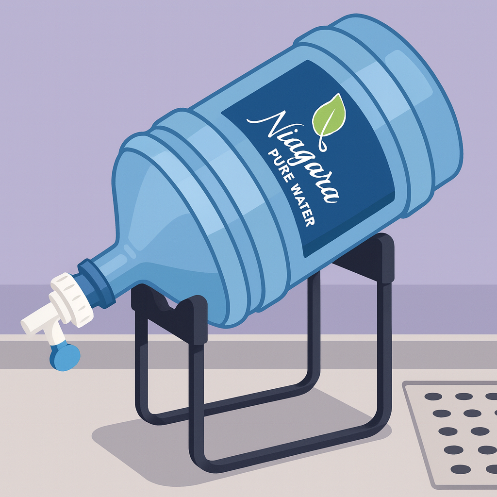 Bottle on water dispenser